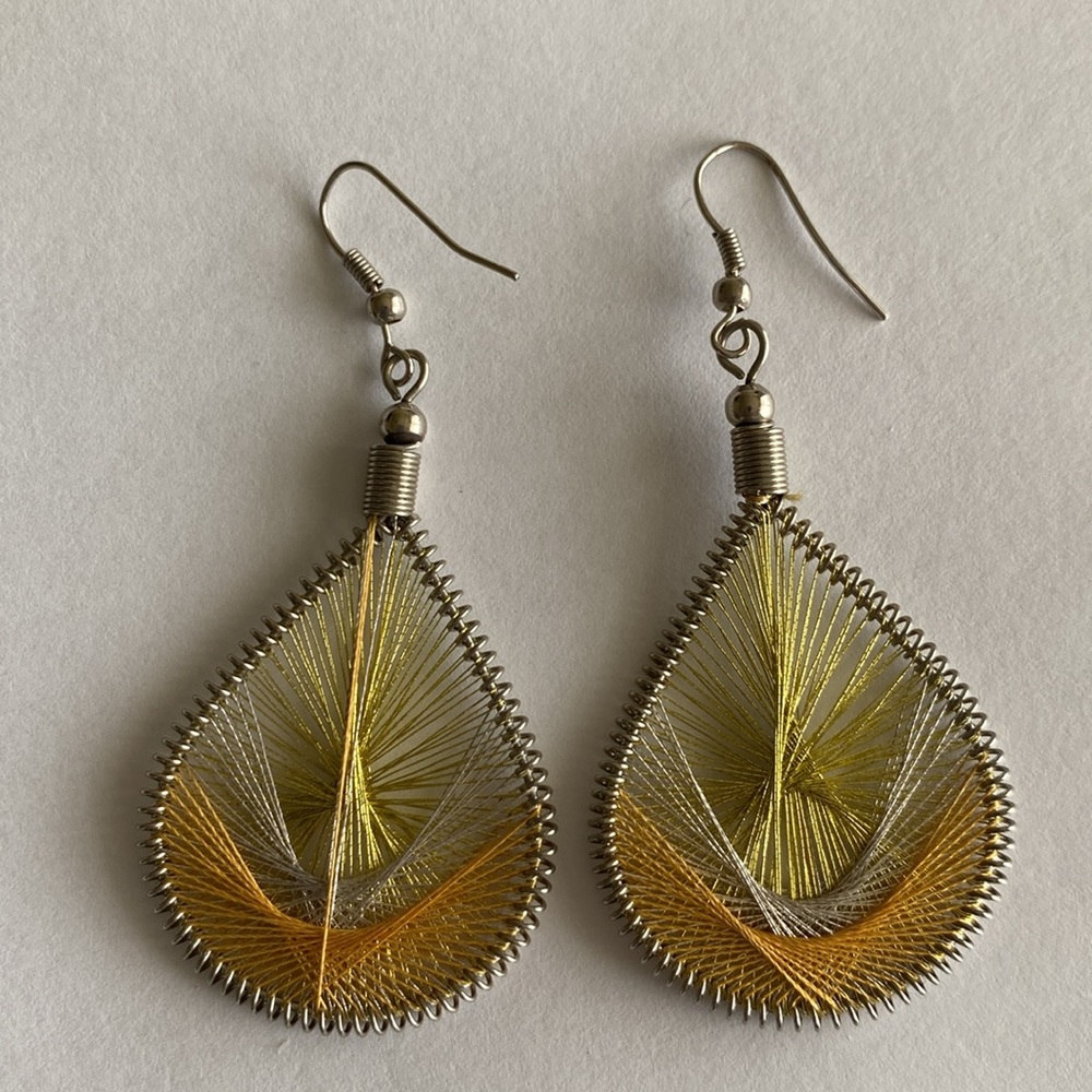 4/$15 Gold Silver Bronze Woven Dangle Drop Earrings